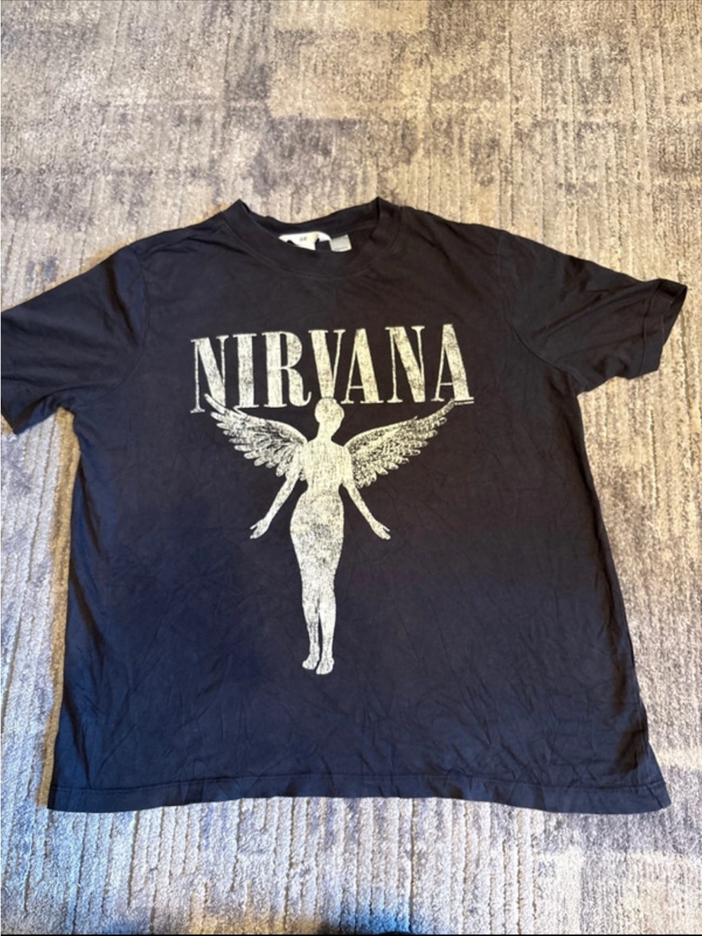 H&M Black Nirvana Angel Graphic Short-Sleeve Tee